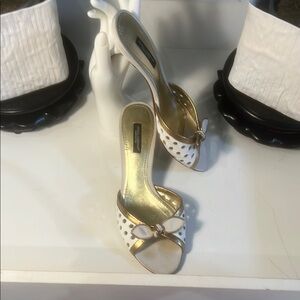 Dolce & Gabbana White and Gold Stiletto Heels